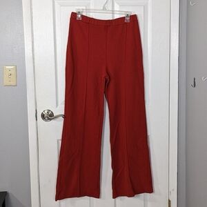 Vintage 70s Flared High Rise‎ Seam Front Deep Orange/Red Pants -Retro Hippie